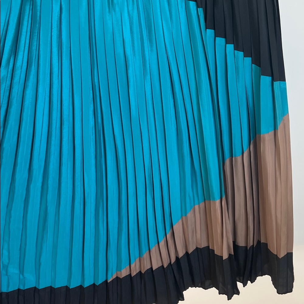 🕶️Vince Camuto Teal Taupe Black Halter colorblock dress 14 - Picture 7 of 10